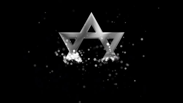Silver David Star, judaism religious symbol on transparent background.