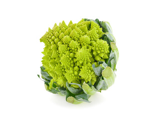 fresh romanesco broccoli or cauliflower on white background