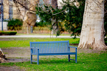 Bench in French style in a park.
