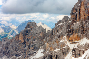 Fototapeta na wymiar Beautiful peaks from the Dolomites near to Cortina in Italy