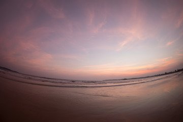 Fototapeta na wymiar Beautiful landscape with sunset over sea