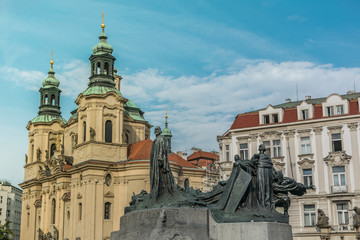 Naklejka na ściany i meble Jan Hus memorial on the Oldtown Squar, Prague, Czech Republic