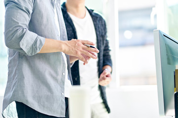 Fototapeta premium two corporate people discussing business