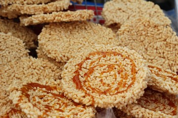 Sticky rice with sugar ,asia food style