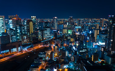 Fototapeta premium Wgląd nocy w Osace2019