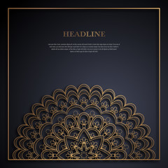 Gold and black greeting card template in retro style. Great design for any purposes: invitation, flyer, menu, brochure or leaflet