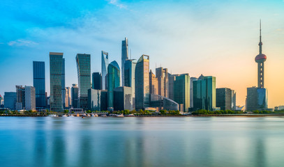 Fototapeta na wymiar Skyscrapers in the Financial District of Shanghai, China