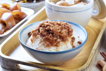 Taiwan famous food - Braised pork rice. Taiwan Delicacies, Taiwan Street Food