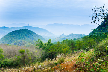 Landscape of the mountains and countryside 