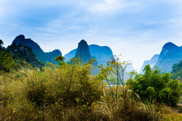 Landscape of the mountains and countryside 