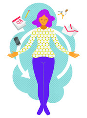 Woman floating on cloud