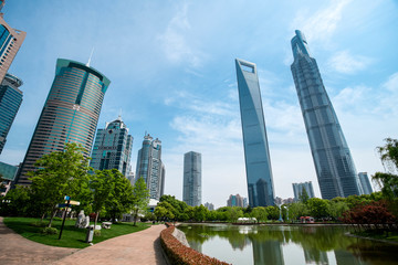 Obraz premium Skyscrapers in the Financial District of Shanghai, China