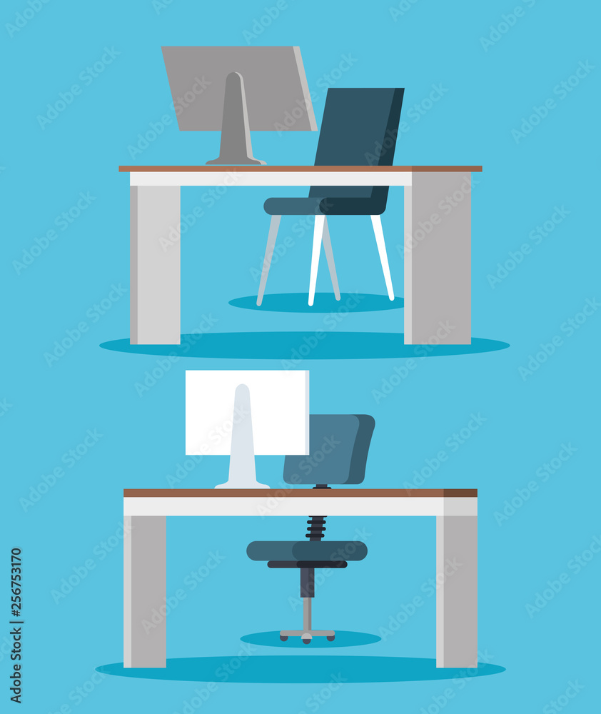 Canvas Prints office with computer technology in the desk and chair