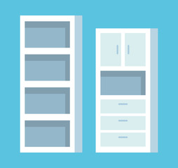 set wood shelf structure in the office