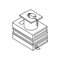 text books with graduation hat