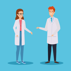 Fototapeta premium professional woman and man chemists diagnosis