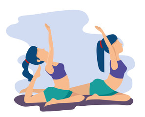 Obraz premium women practice yoga harmony exercise