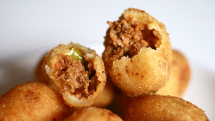 Combro, Indonesian traditional food. Made from cassava is grated and contain oncom sauce. (
