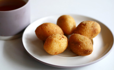 Combro, Indonesian traditional food, and a cup of tea.