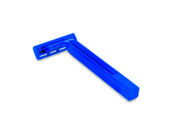 Blue Disposable shaving razor isolated on white