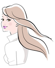 ロングヘアー　アッシュカラー