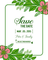 Vector illustration various shape frame flower pink beautiful for marriage invitation card