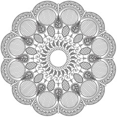 Mandala Intricate Patterns Black and White Good Mood. Flower Vintage decorative elements Oriental. Round ornament, mandala, ethnic decorative element, boho style, zentangle.