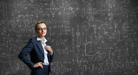 Woman teacher in glasses