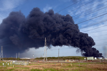 Petrochemical Fire. A plume of smoke rises from a petrochemical fire at the Intercontinental Terminals Company, in Deer Park, Houston, Texas, US