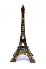 Paris Eiffel Tower. Object, toy Eiffel tower isolated over the white background