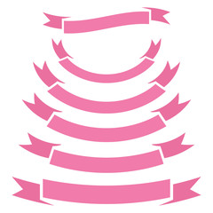 set of pink ribbon banner icon