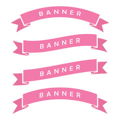 Obraz premium set of pink ribbon banner icon