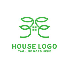 House Logotype. Organic Plant. Natural Tree. Line And Modern Vector Logo Icon Symbol.