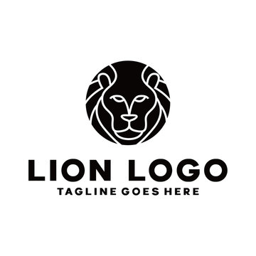 Lion Head Vintage Logotype. Brave Animal. King Emblem. Lion King Vector Logo Icon Symbol.