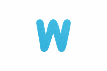 Alphabet letter W symbol of sponge rubber isolated over white background.