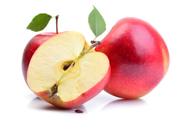 Red apples on white background