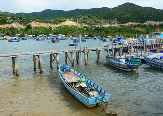 Fototapeta na wymiar Fishing boats on sea in Nha Trang, Vietnam