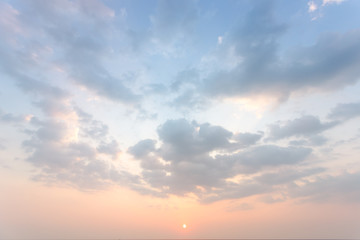 Soft blue sky fuse with sunset light to look like heaven peaceful, have little sunset