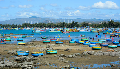 Fishing boats on sea in Nha Trang, Vietnam