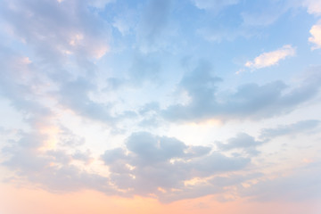Soft blue sky fuse with sunset light to look like heaven peaceful - obrazy, fototapety, plakaty