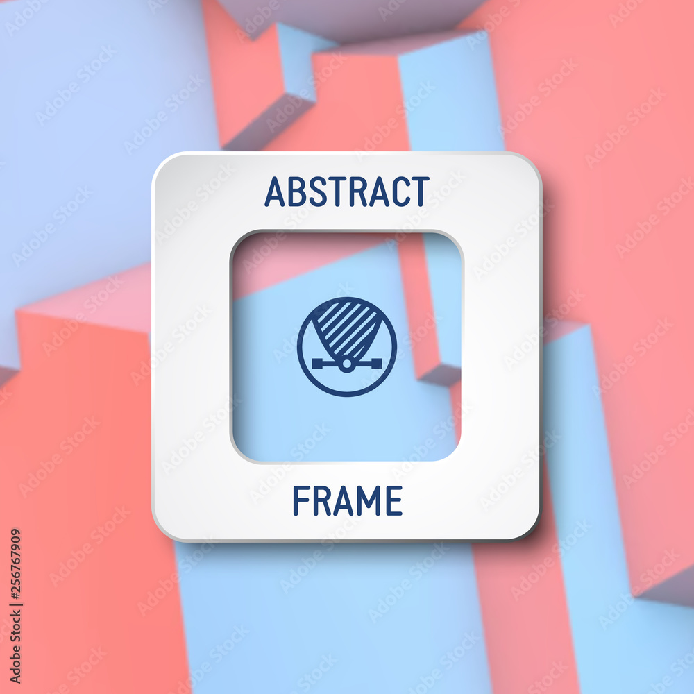 Poster abstract frame with rose quartz and serenity cubes