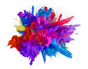 Explosion of colored powder on white background - Image 