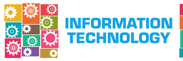Information Technology Colorful Gears Grid Left 