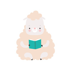 Cute Reading Book, Adorable Smart Animal Character Sitting with Book Vector Illustration