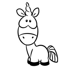Fototapeta na wymiar Little Unicorn cartoon illustration isolated image animal character coloring page
