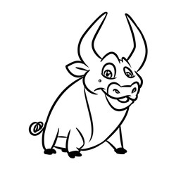 Fototapeta na wymiar Bull cheerful character coloring page cartoon illustration isolated image