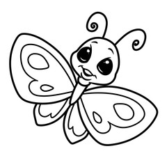 Butterfly insect character cartoon illustration isolated image coloring page