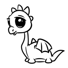 Dragon little animal character coloring page cartoon illustration isolated image
