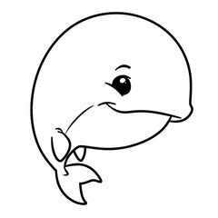 Little whale animal character coloring page cartoon illustration isolated image 