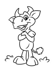 Cheerful cow cartoon illustration isolated image coloring page
